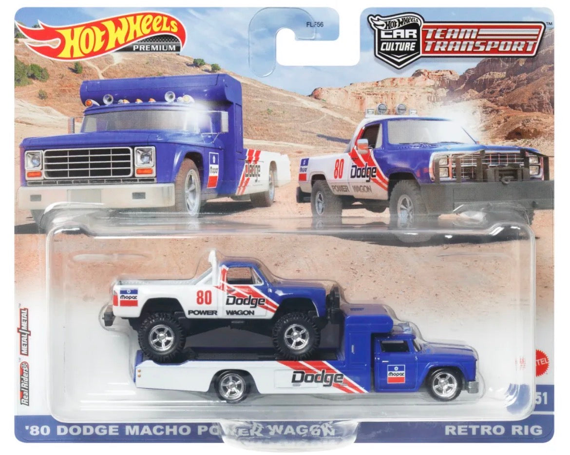 Hot Wheels Premium - Team Transport - ‘80 Dodge Macho Power Wagon & Retro