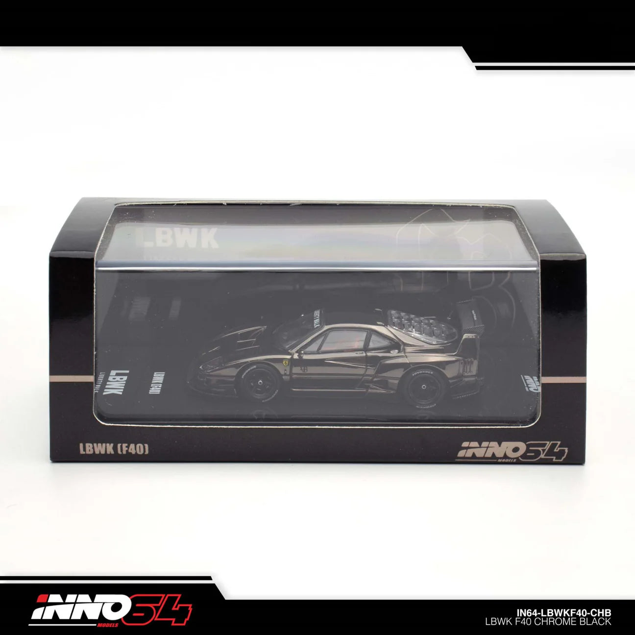 INNO 64 FERRARI F40 LIBERTY WALK CHROME BLACK