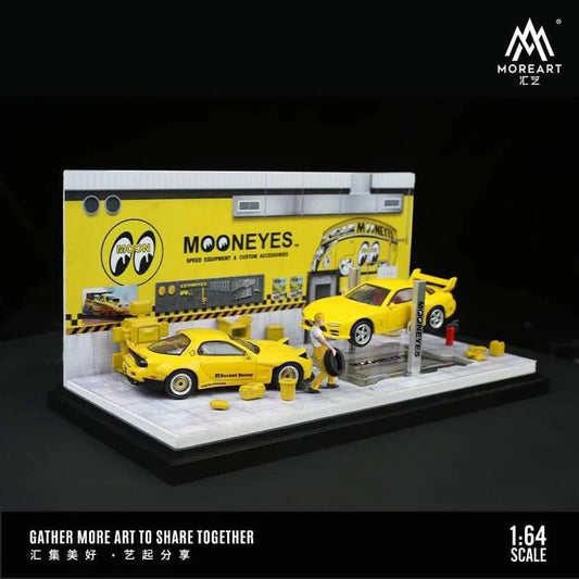 MOREART MOONEYES AUTOMOBILE REPAIR WORKSHOP DIORAMA + ACCESSORIES - 1/64 SCALE