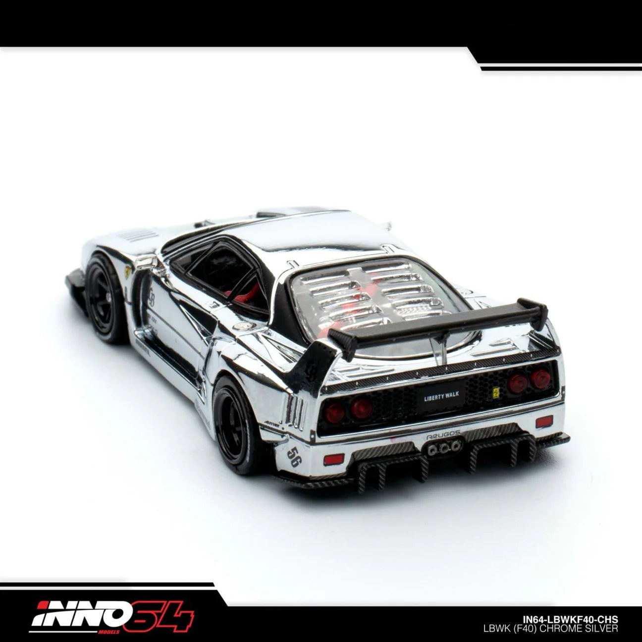INNO 64 FERRARI F40 LIBERTY WALK SILVER CHROME BEIJING HOBBY EXPO EVENT EXCLUSIVE
