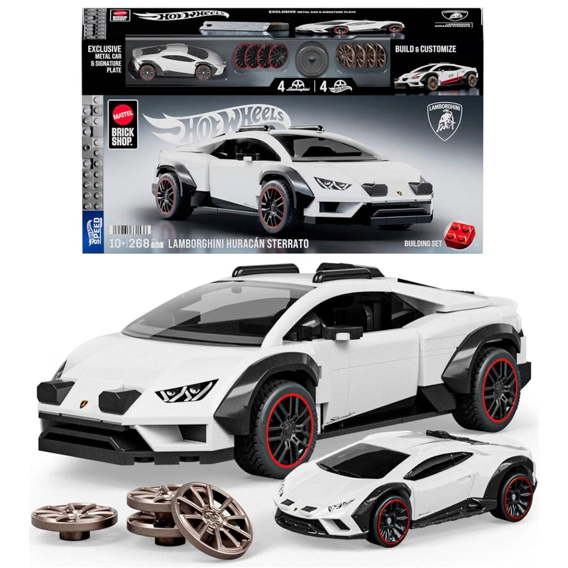Hot Wheels Brick Shop Lamborghini Huracán Sterrato Building Set – 268 Pieces