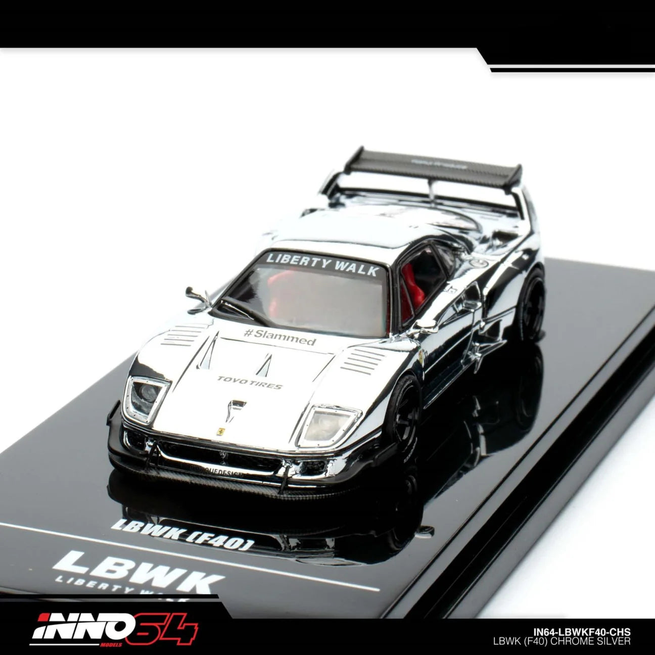 INNO 64 FERRARI F40 LIBERTY WALK SILVER CHROME BEIJING HOBBY EXPO EVENT EXCLUSIVE