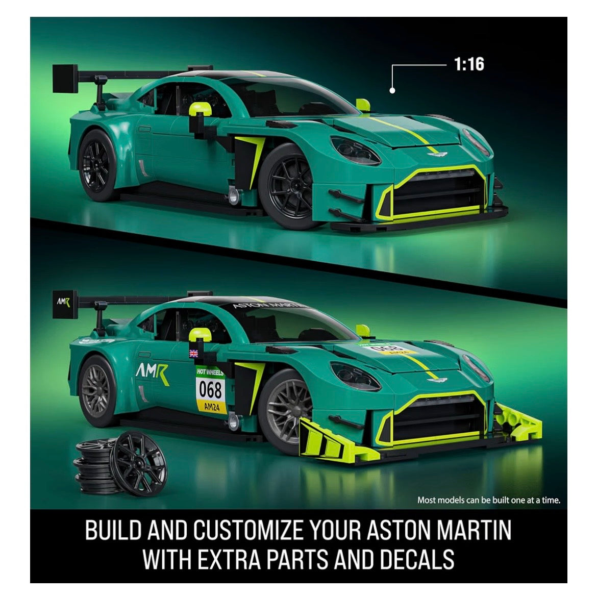 Hot Wheels Brick Shop ’24 Aston Martin Vantage GT3 Building Set – 793 Pieces