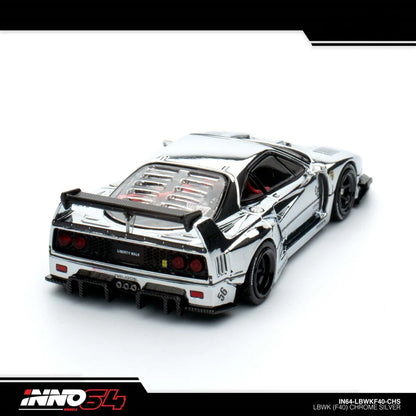 INNO 64 FERRARI F40 LIBERTY WALK SILVER CHROME BEIJING HOBBY EXPO EVENT EXCLUSIVE