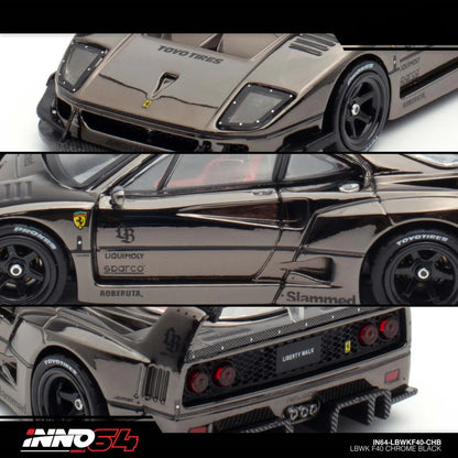 INNO 64 FERRARI F40 LIBERTY WALK CHROME BLACK