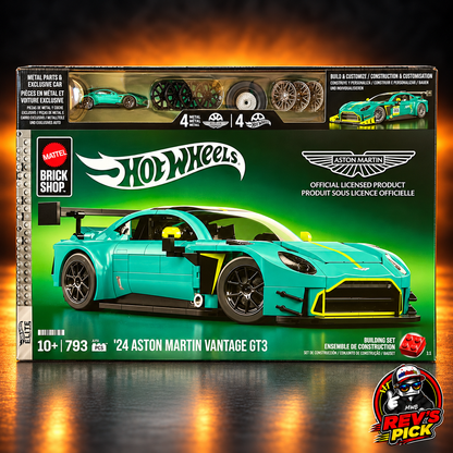 Hot Wheels Brick Shop ’24 Aston Martin Vantage GT3 Building Set – 793 Pieces