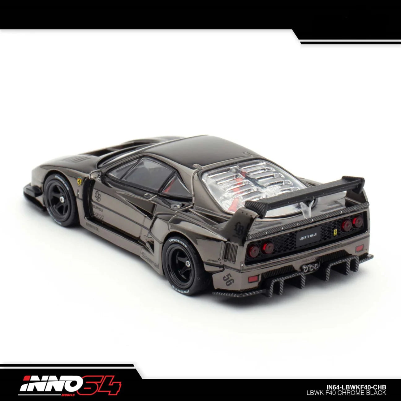 INNO 64 FERRARI F40 LIBERTY WALK CHROME BLACK