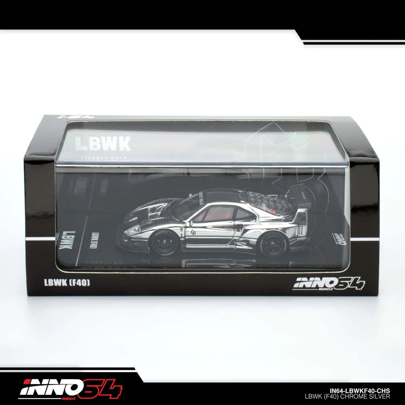 INNO 64 FERRARI F40 LIBERTY WALK SILVER CHROME BEIJING HOBBY EXPO EVENT EXCLUSIVE
