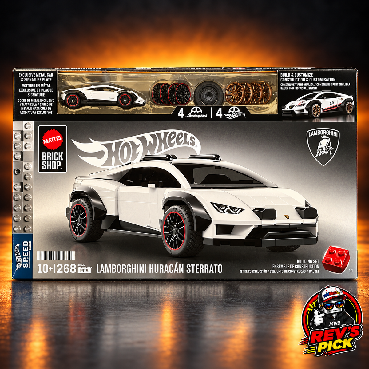 Hot Wheels Brick Shop Lamborghini Huracán Sterrato Building Set – 268 Pieces