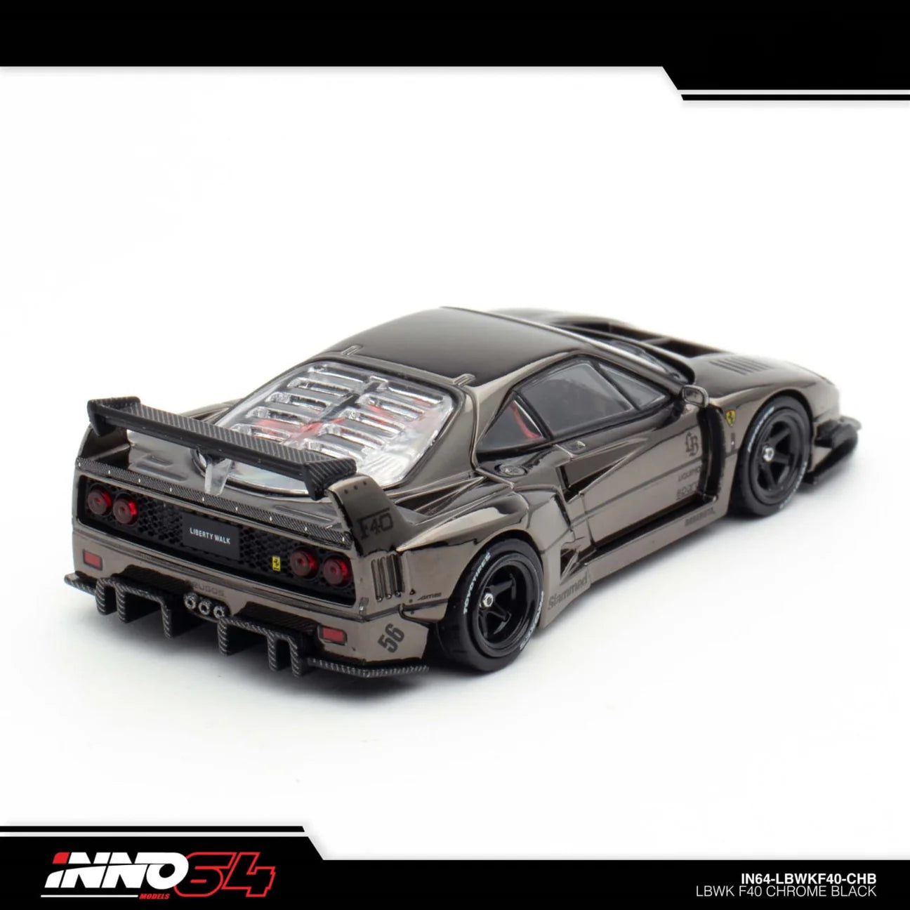 INNO 64 FERRARI F40 LIBERTY WALK CHROME BLACK