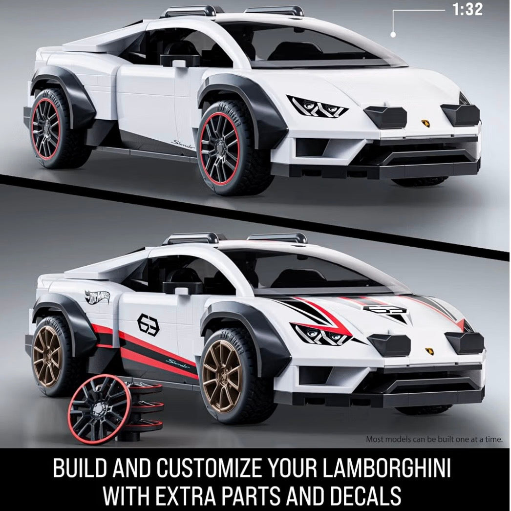 Hot Wheels Brick Shop Lamborghini Huracán Sterrato Building Set – 268 Pieces