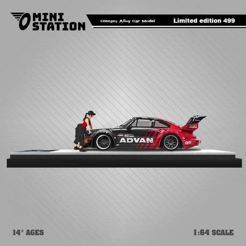 MINI STATION PORSCHE RWB 964 ADVAN LIVERY + FIGURINE - 1/64 SCALE