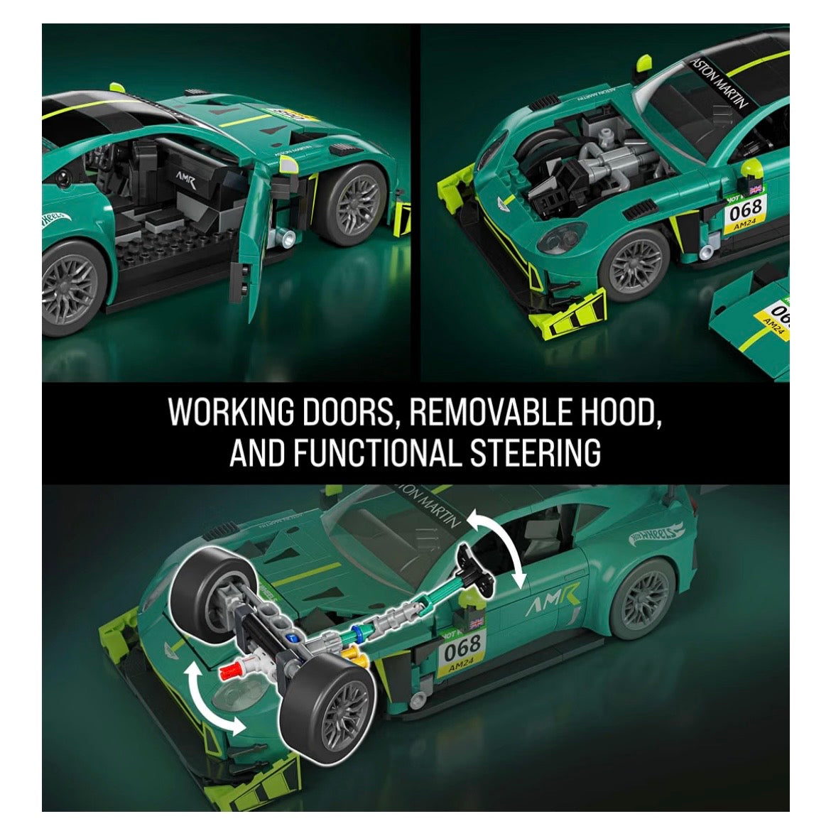 Hot Wheels Brick Shop ’24 Aston Martin Vantage GT3 Building Set – 793 Pieces