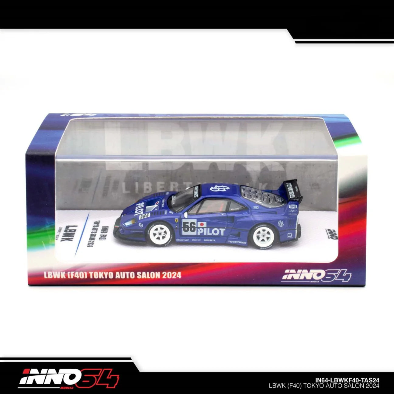 INNO 64 FERRARI F40 LIBERTY WALK PILOT BLUE - TOKYO AUTO SALON 2024