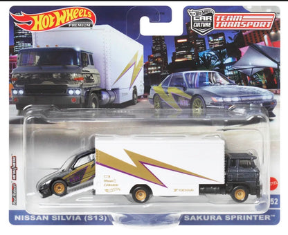 Hot Wheels Premium - Team Transport - Nissan Silvia S13 & Sakura Sprinter